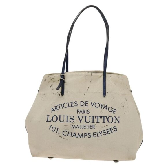 LOUIS VUITTON Cabas MM Tote Bag Canvas Beige Blue - Picture 12 of 15